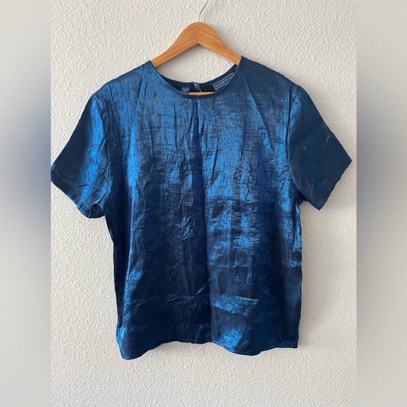 NWOT Vintage Blue Blouse - Picture 2 of 7